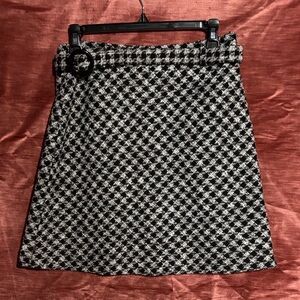 Bar III Black and White Checkered A-Line Skirt
